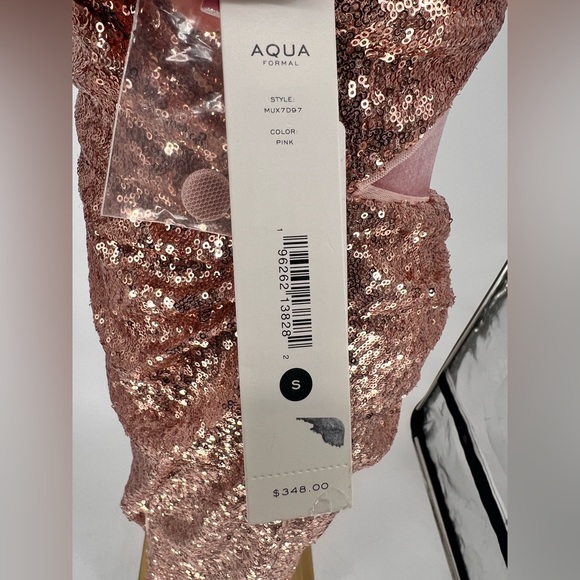 NWT Aqua Sequined Halter Evening Dress - Picture 10 of 14
